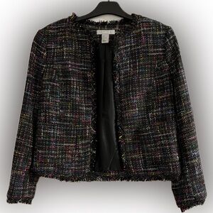 Multi colored cropped tweed jacket